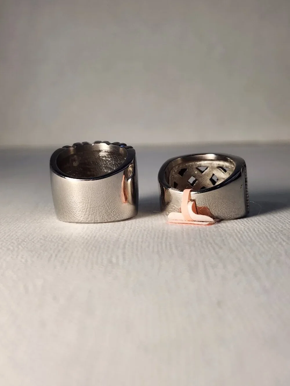 NWT Set of Gold Quilted Pavé + Black Marcasite Wide Band Ring Bundle Size 6 - Picture 4 of 10